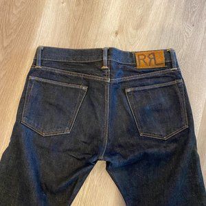 Double RL Ralph Lauren Men's Dark Blue Denim Slim Fit Jeans RRL 31x32